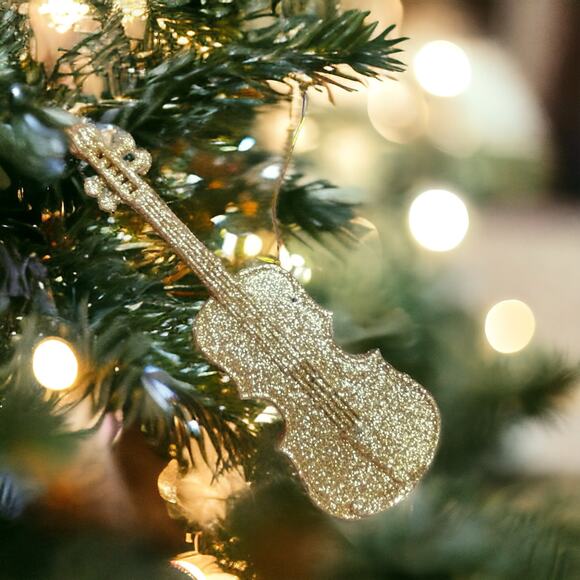 Musical Christmas Ornament Lot of 4 Kokopelli, Guitar Angel with Violin, Bass - Picture 6 of 6